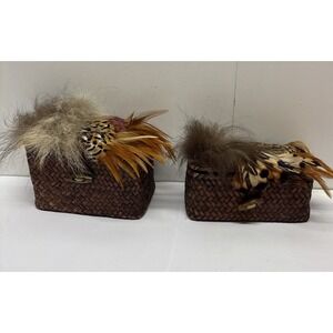 Unique‎ Woven Basket Boxes With Peasant Feathers